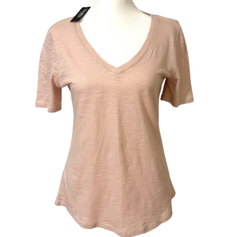 White House Black Market Women's V-Neck Pink Top T-shirt XS NWT - Picture 4 of 12